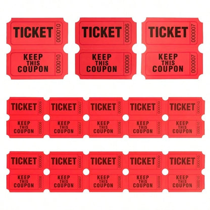 100 Pairs 200PCS Double-Roll Red Raffle Tickets With Different Serial Numbers- Perfect For Events, Classroom Rewards, Fundraising And Prize Games- Made Of Durable And High-Quality Paper Material Sch