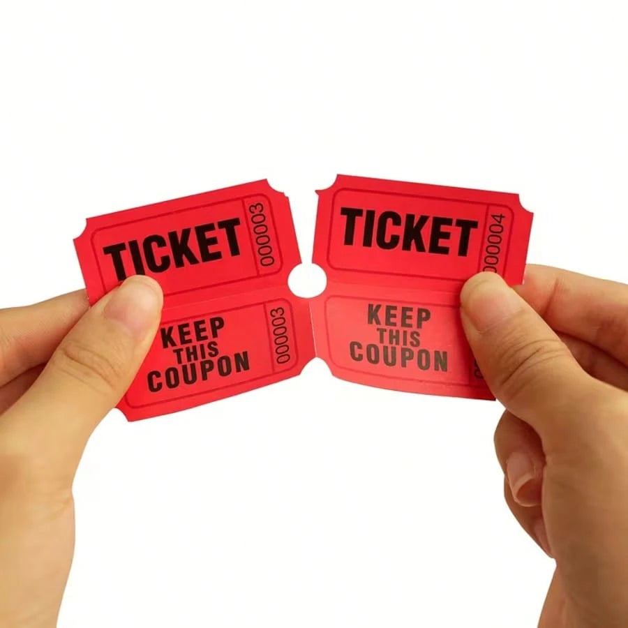 100 Pairs 200PCS Double-Roll Red Raffle Tickets With Different Serial Numbers- Perfect For Events, Classroom Rewards, Fundraising And Prize Games- Made Of Durable And High-Quality Paper Material Sch