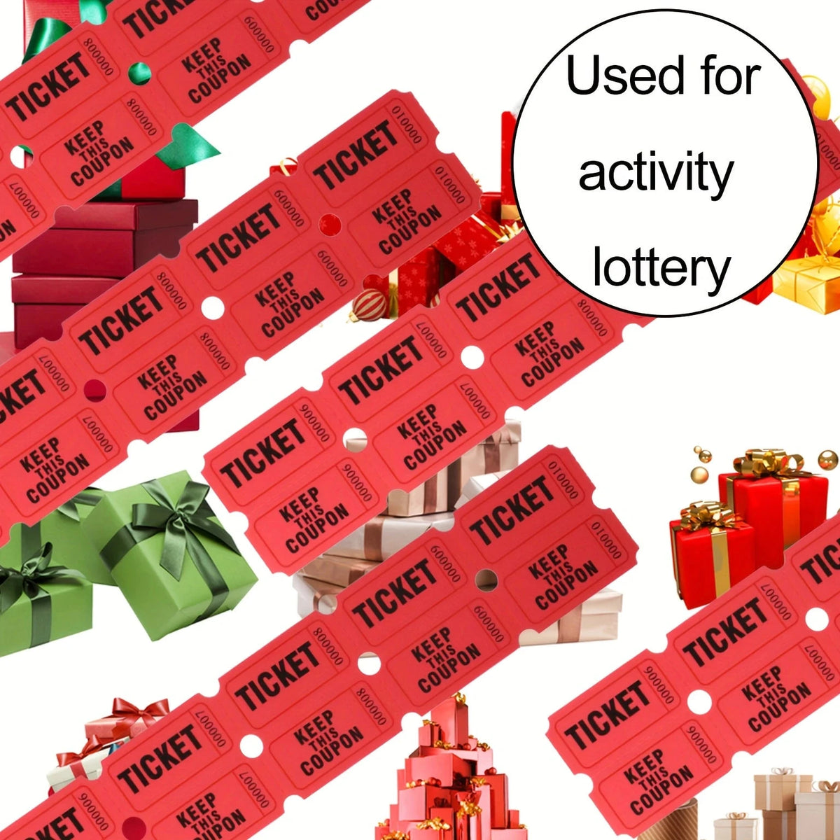 100 Pairs 200PCS Double-Roll Red Raffle Tickets With Different Serial Numbers- Perfect For Events, Classroom Rewards, Fundraising And Prize Games- Made Of Durable And High-Quality Paper Material Sch
