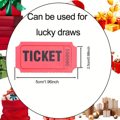100 Pairs 200PCS Double-Roll Red Raffle Tickets With Different Serial Numbers- Perfect For Events, Classroom Rewards, Fundraising And Prize Games- Made Of Durable And High-Quality Paper Material Sch