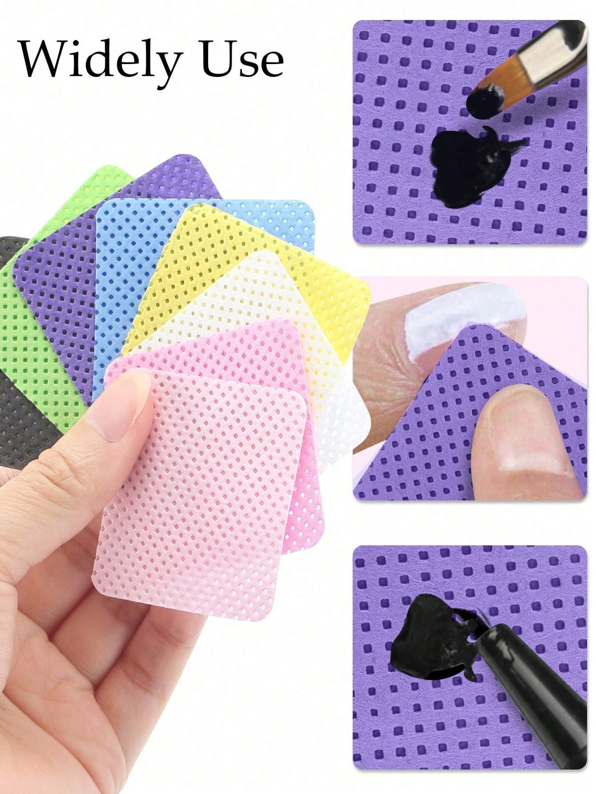 1000/600/300/100/50pcs Lint-Free Nail Cleansing Wipes, Nail Polish Remover Pads, Eyelash Extension Cleaning Wipes, Soft Non-Woven Acetone Nail Polish Remover Pads, Used For Nail Preparation And Gel Na