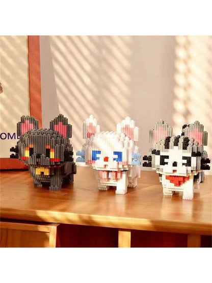 1000PCS Chinese Garden Cat Building Blocks For Adults Decompression Puzzle Cute Hakimi Short Cat Dog Decoration- Christmas Gift