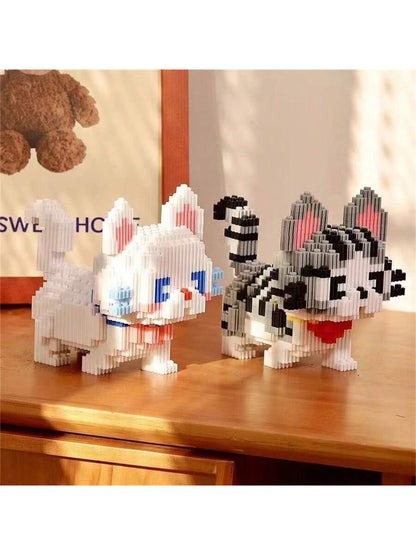 1000PCS Chinese Garden Cat Building Blocks For Adults Decompression Puzzle Cute Hakimi Short Cat Dog Decoration- Christmas Gift