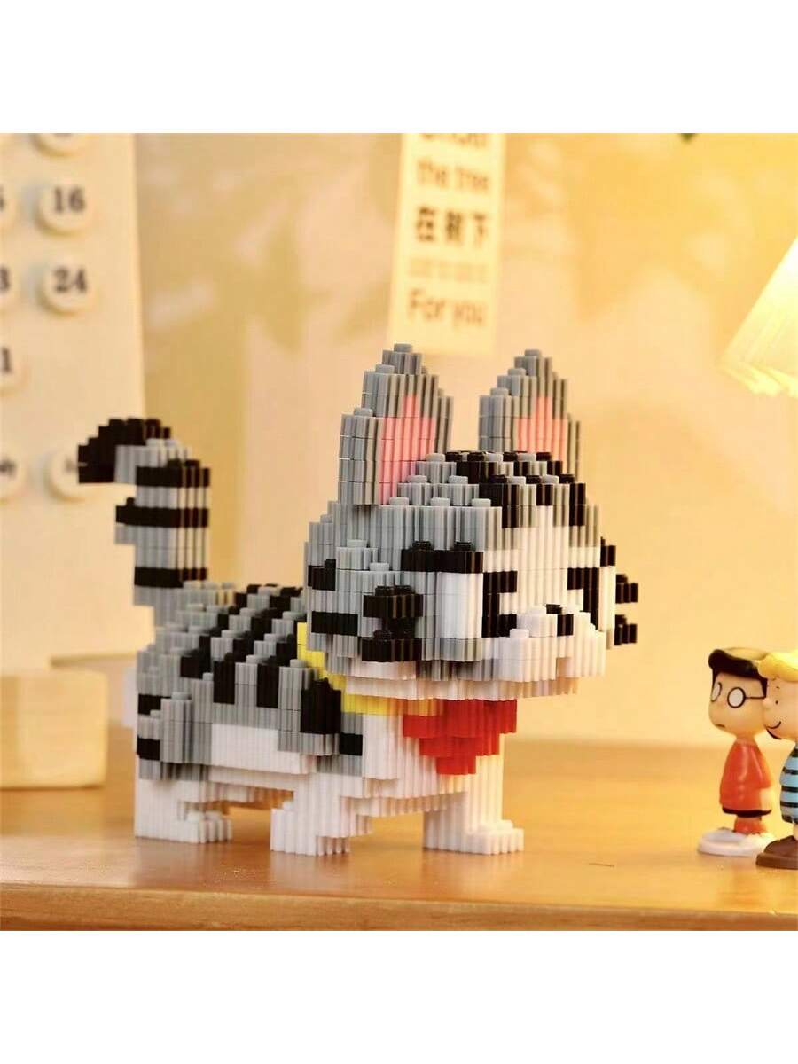 1000PCS Chinese Garden Cat Building Blocks For Adults Decompression Puzzle Cute Hakimi Short Cat Dog Decoration- Christmas Gift