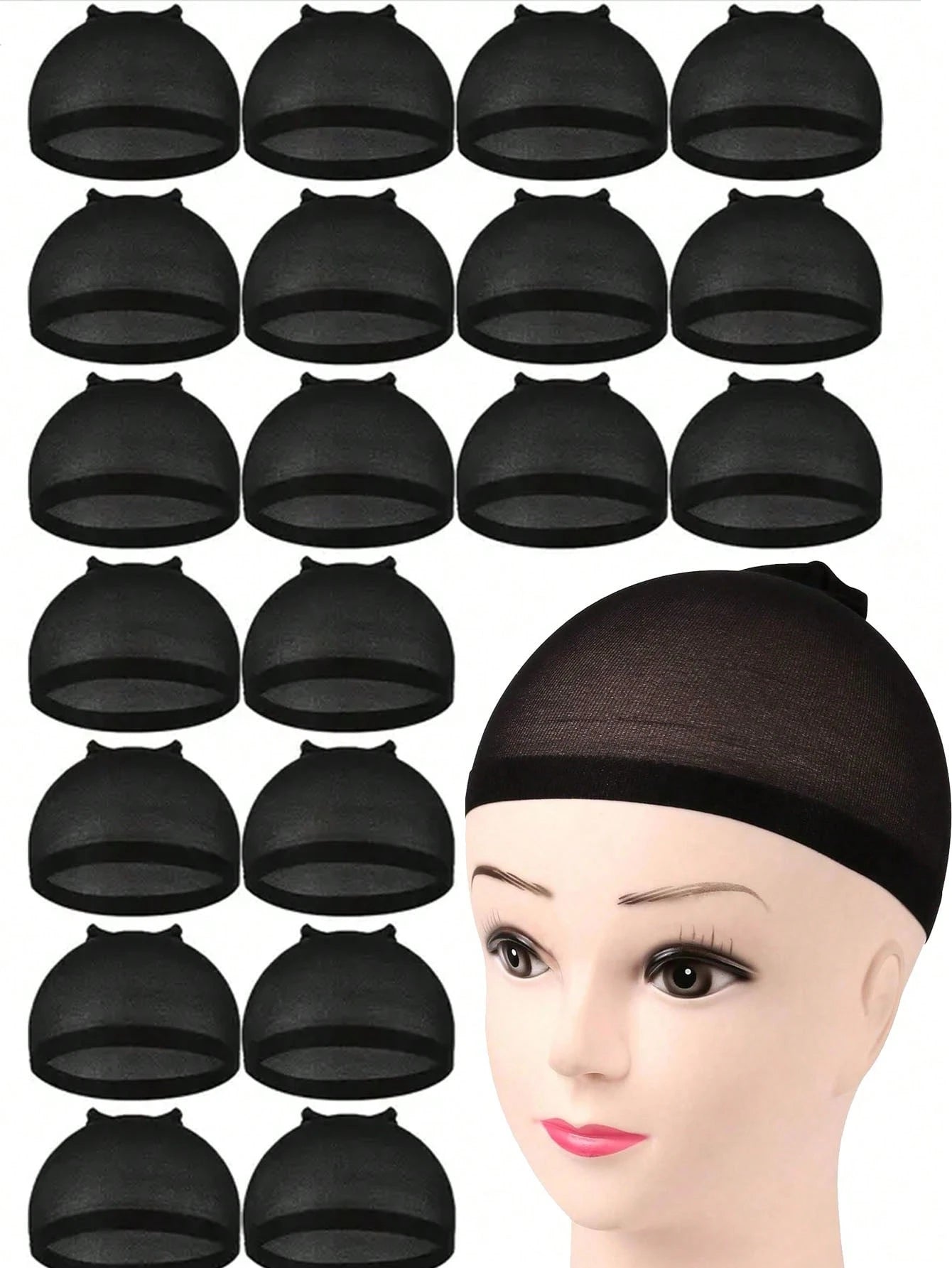 100PCS Black Stretch Mesh Dome Wig Caps, Breathable Wig Liners For Braids, Weaving & Glueless Wig Cap Inner Net