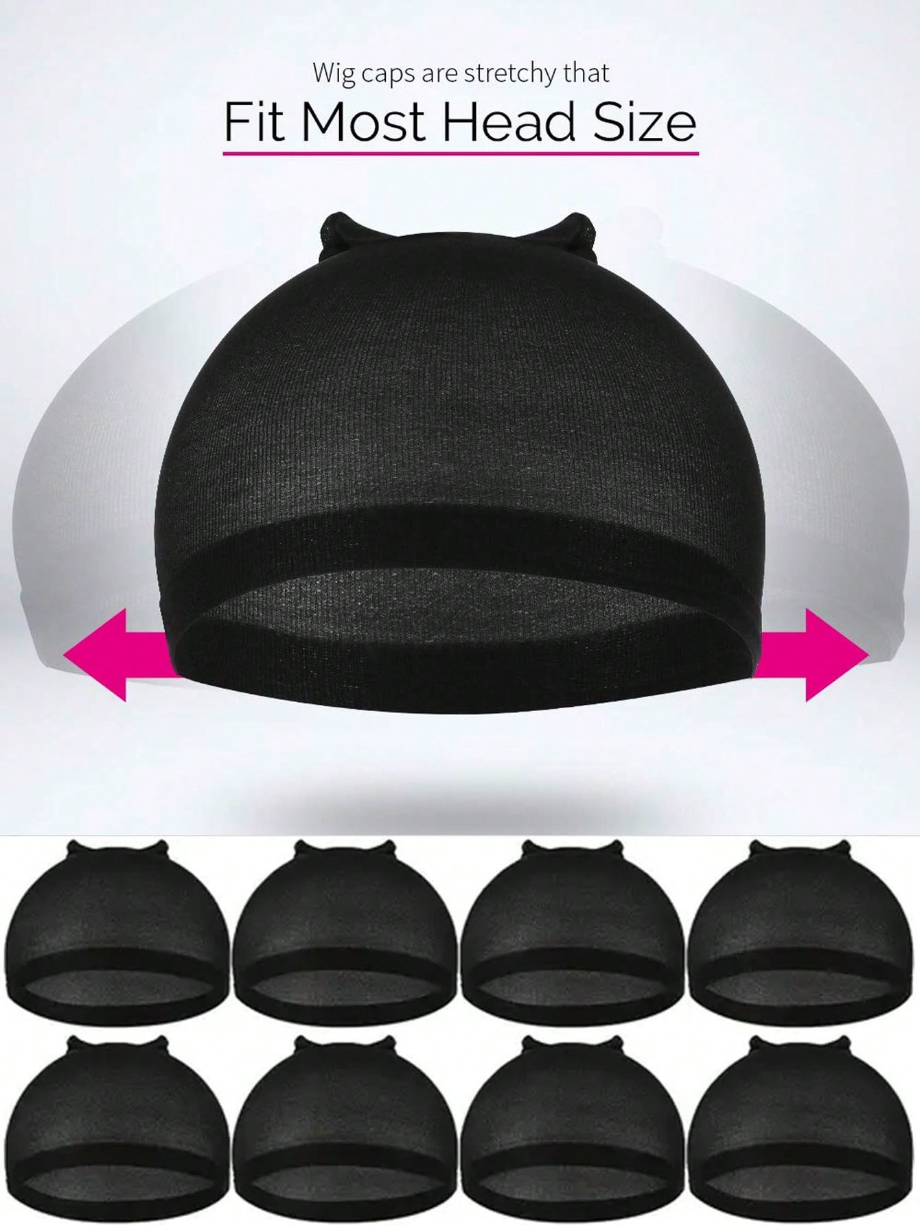 100PCS Black Stretch Mesh Dome Wig Caps, Breathable Wig Liners For Braids, Weaving & Glueless Wig Cap Inner Net