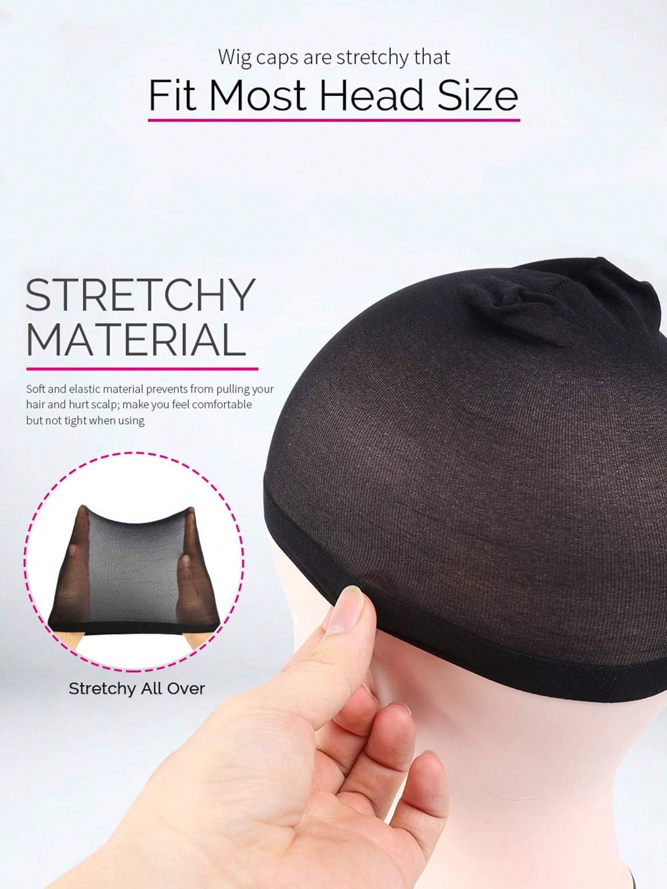 100PCS Black Stretch Mesh Dome Wig Caps, Breathable Wig Liners For Braids, Weaving & Glueless Wig Cap Inner Net