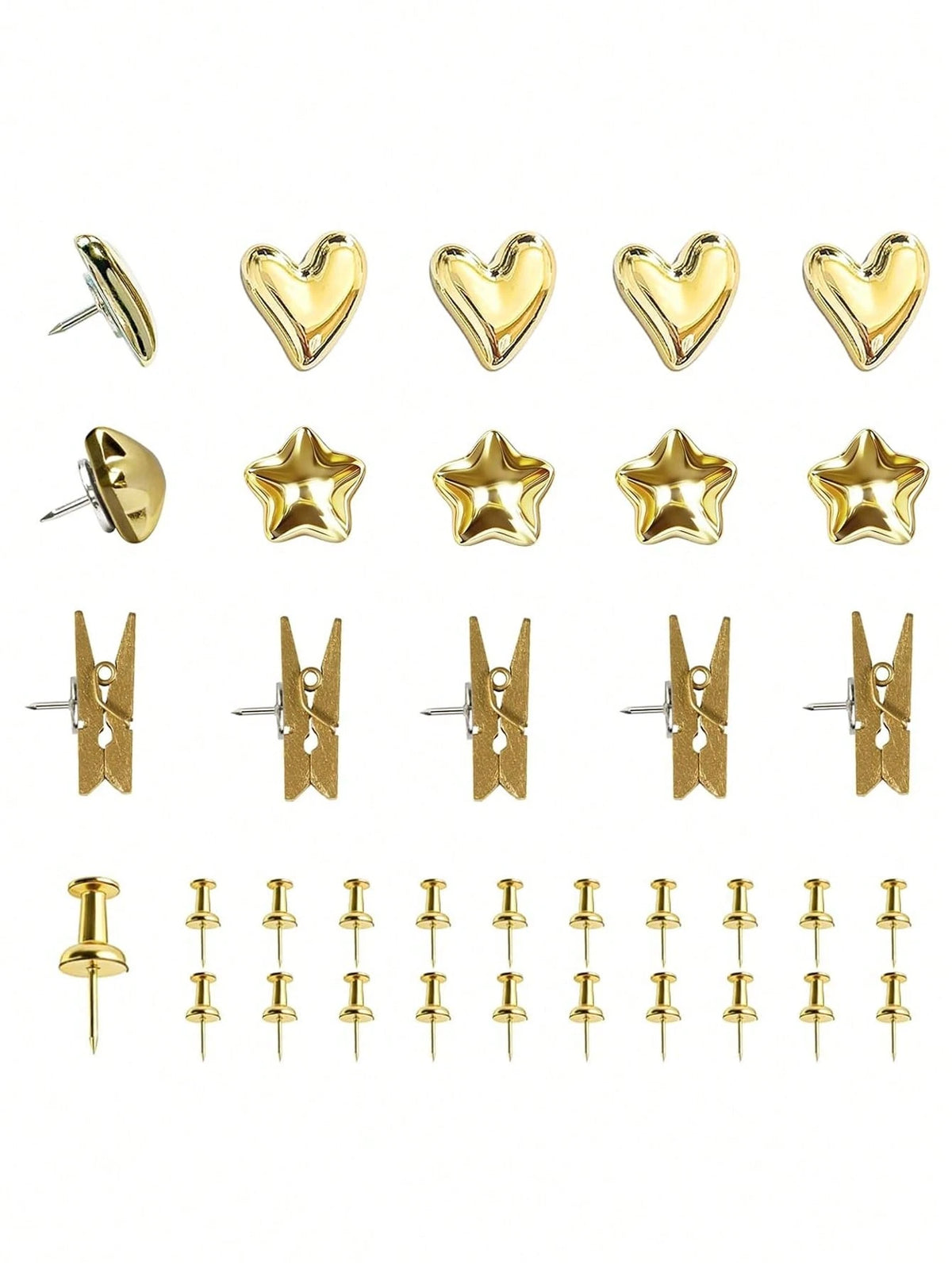 100pcs Gold-Plated Plastic Push Pins, Multi-Purpose Office Supplies, Suitable For Cork Board Decoration, Bulletin Board Arrangement, Photo Wall Accents, Document Fixing, Map Marking, Handmade DIY Proj