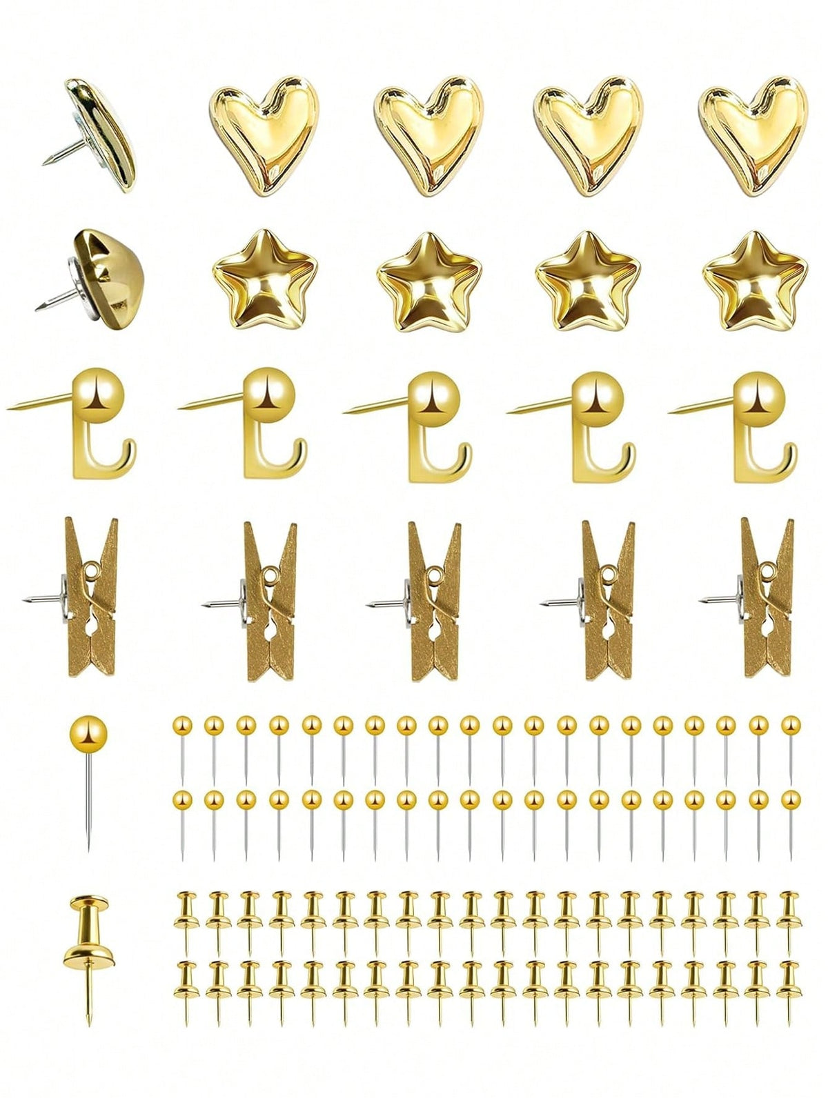 100pcs Gold-Plated Plastic Push Pins, Multi-Purpose Office Supplies, Suitable For Cork Board Decoration, Bulletin Board Arrangement, Photo Wall Accents, Document Fixing, Map Marking, Handmade DIY Proj
