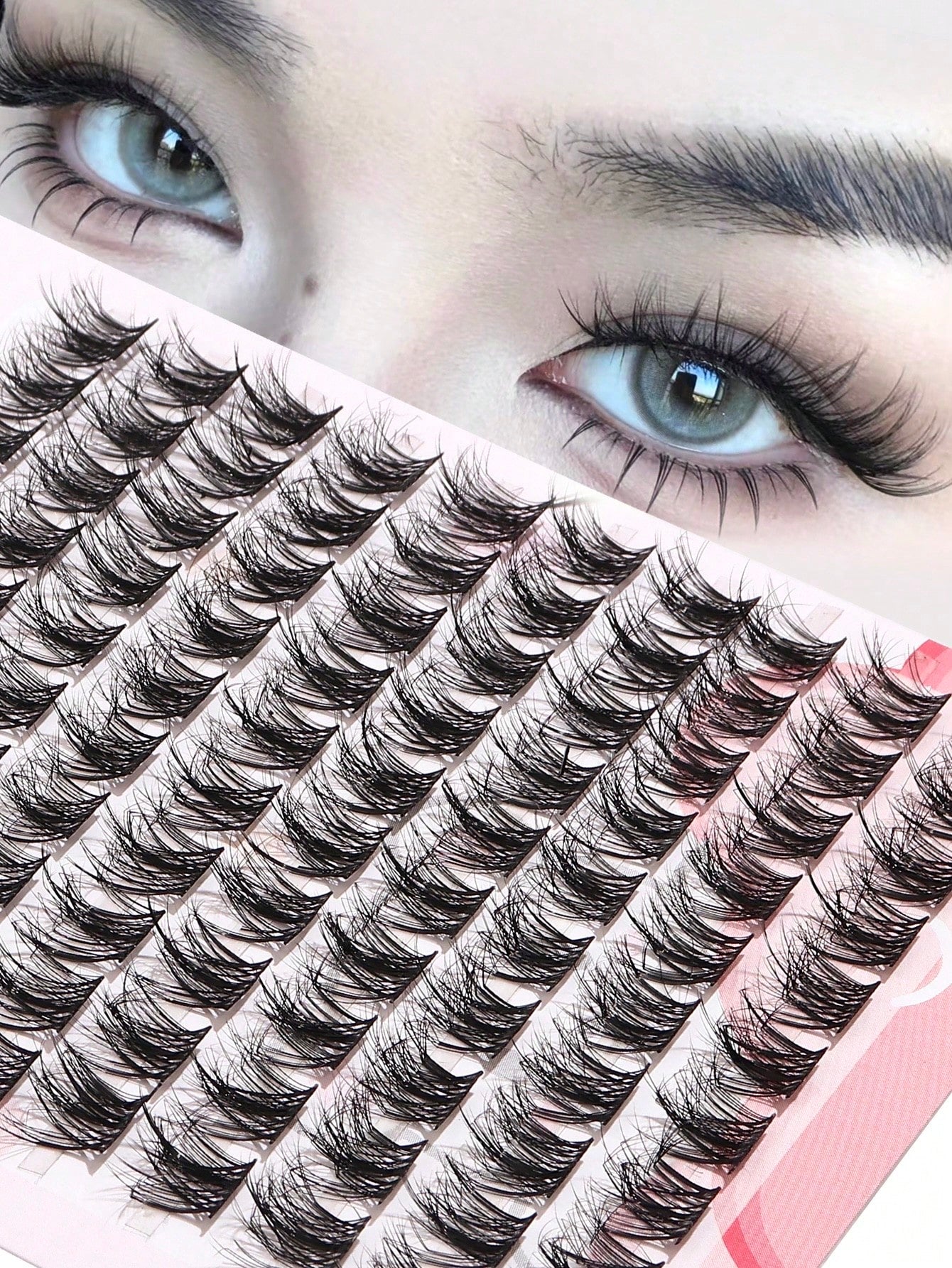 100pcs/Pack C-Curl Fluffy 3D Volume False Eyelashes, New Single Cluster C-Curl Natural Criss-Cross Fake Lashes, Party Cosplay Eyelash Extensions, Eyelash Clusters, Individual False Lashes