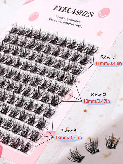100pcs/Pack C-Curl Fluffy 3D Volume False Eyelashes, New Single Cluster C-Curl Natural Criss-Cross Fake Lashes, Party Cosplay Eyelash Extensions, Eyelash Clusters, Individual False Lashes