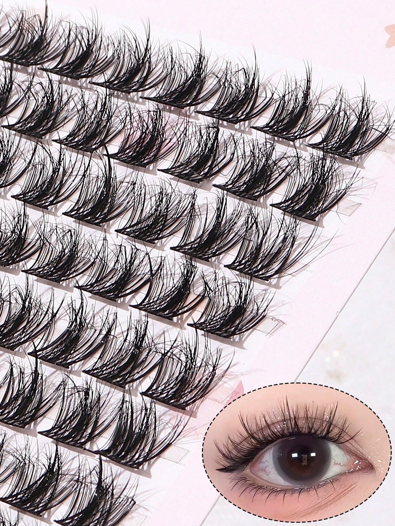 100pcs/Pack C-Curl Fluffy 3D Volume False Eyelashes, New Single Cluster C-Curl Natural Criss-Cross Fake Lashes, Party Cosplay Eyelash Extensions, Eyelash Clusters, Individual False Lashes