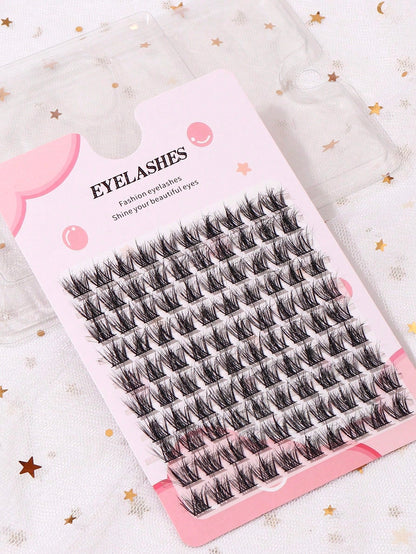 100pcs/Pack C-Curl Fluffy 3D Volume False Eyelashes, New Single Cluster C-Curl Natural Criss-Cross Fake Lashes, Party Cosplay Eyelash Extensions, Eyelash Clusters, Individual False Lashes