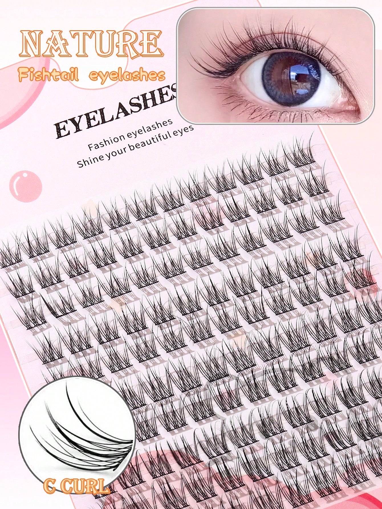 100pcs/Pack C-Curl Fluffy 3D Volume False Eyelashes, New Single Cluster C-Curl Natural Criss-Cross Fake Lashes, Party Cosplay Eyelash Extensions, Eyelash Clusters, Individual False Lashes