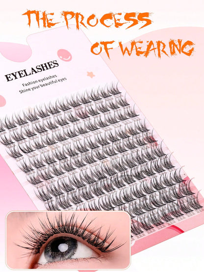 100pcs/Pack C-Curl Fluffy 3D Volume False Eyelashes, New Single Cluster C-Curl Natural Criss-Cross Fake Lashes, Party Cosplay Eyelash Extensions, Eyelash Clusters, Individual False Lashes