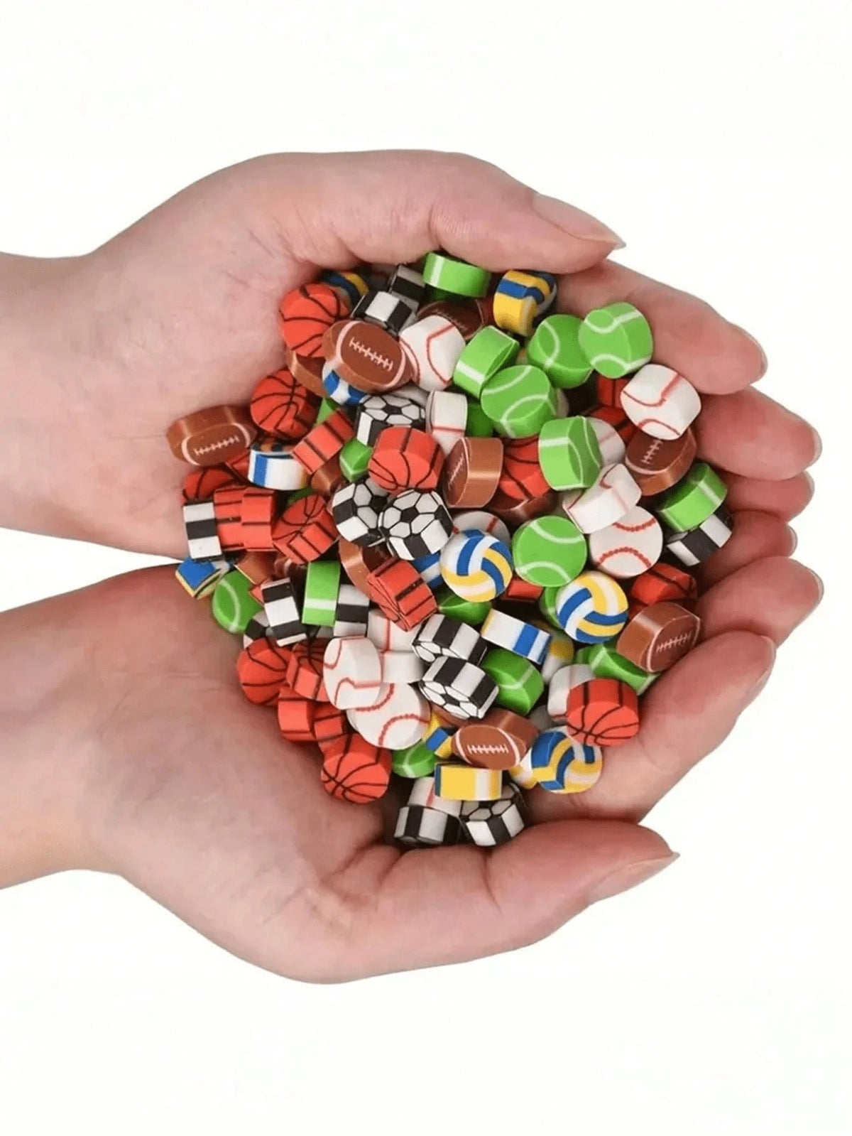 100pcs Sports Ball Shaped Erasers: Basketball, Soccer, Tennis, Football, Baseball, Volleyball Mini Erasers, Soccer Ball Erasers Suitable For Party Favors, Home, School, Work, Classroom Rewards, Prizes