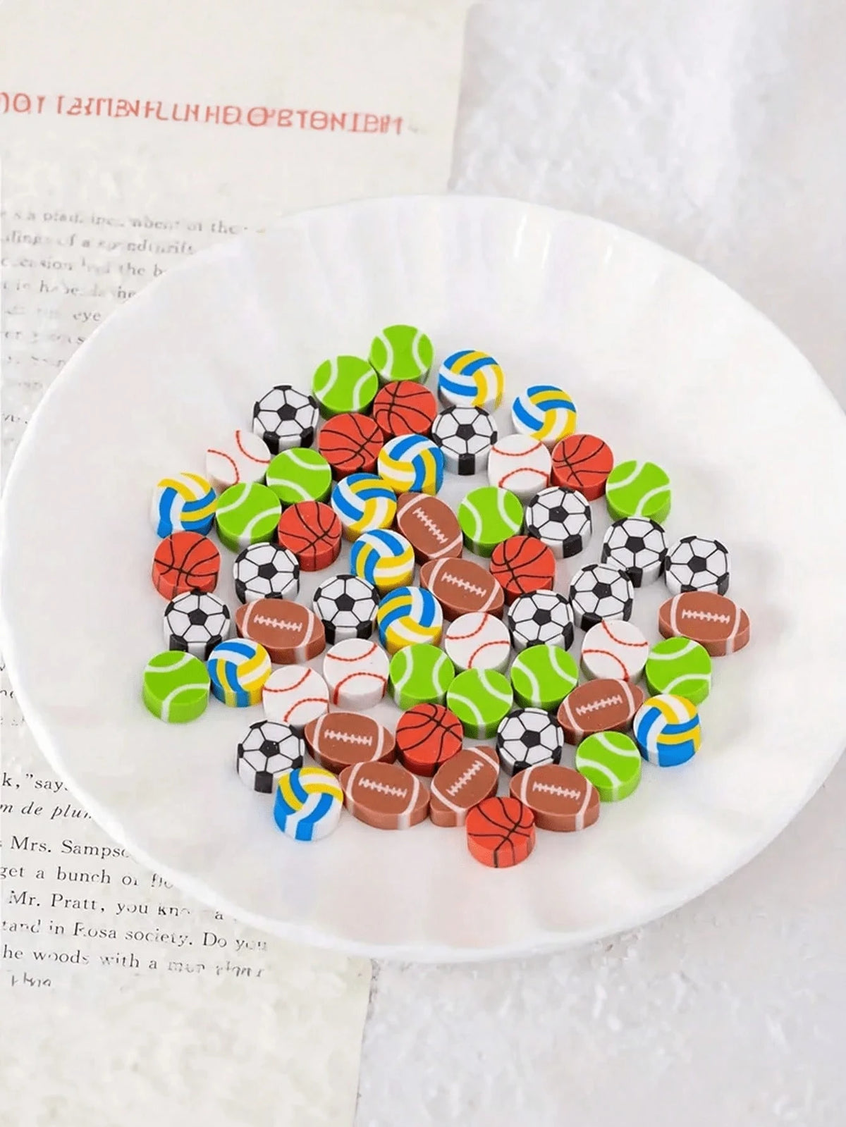 100pcs Sports Ball Shaped Erasers: Basketball, Soccer, Tennis, Football, Baseball, Volleyball Mini Erasers, Soccer Ball Erasers Suitable For Party Favors, Home, School, Work, Classroom Rewards, Prizes