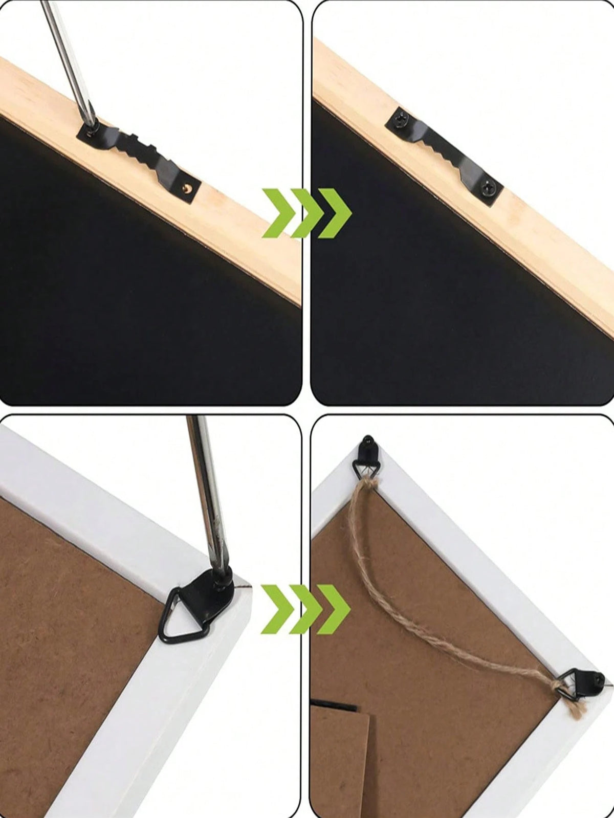 100pcs Triangle D-Rings Picture Frame Hardware Hooks, Triangular Hanging Loops Screw Included For Canvas Painting Wall Decor