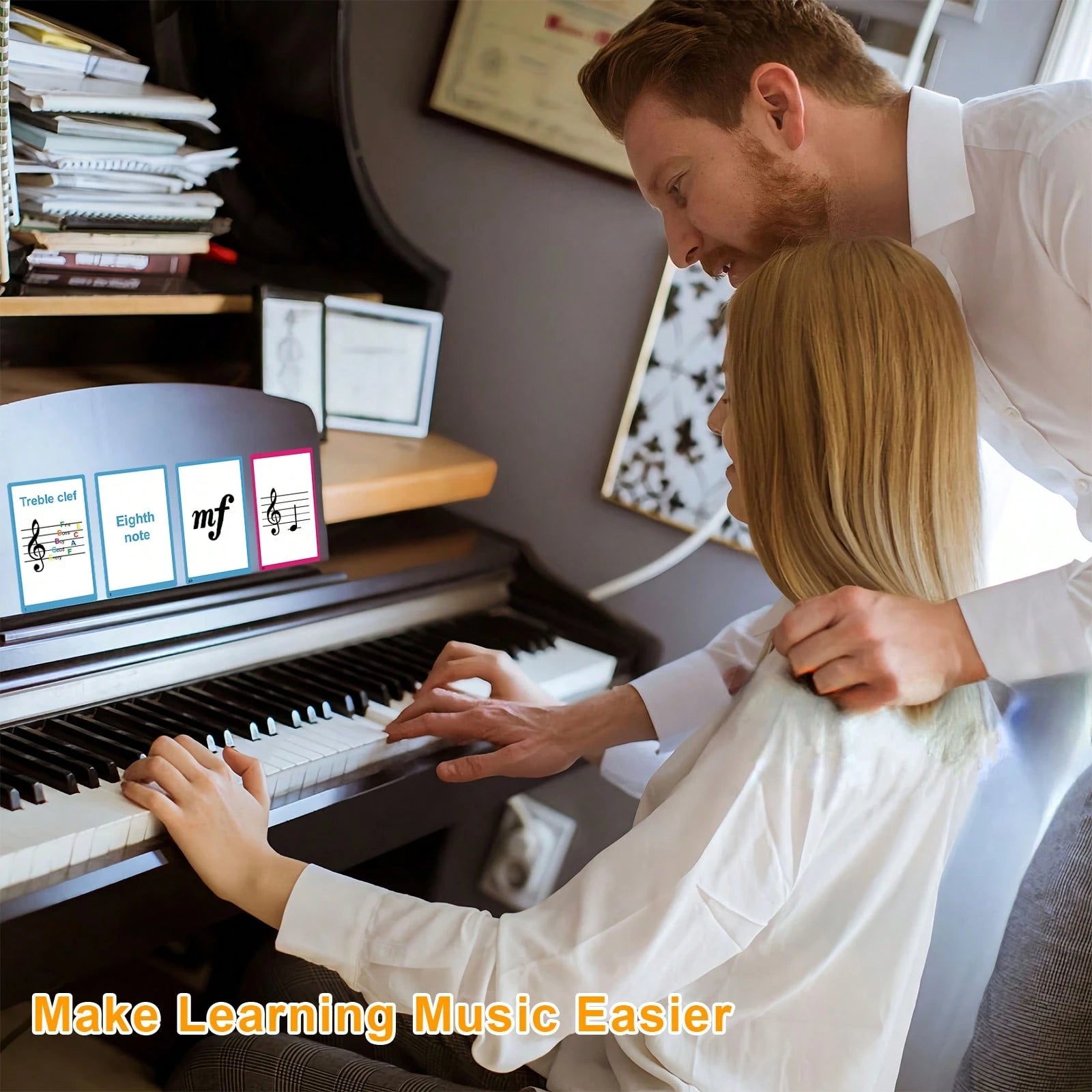 104pcs Piano Music Theory Flashcards Set, Piano Note Memory Cards, Piano & Keyboard Music Theory Learning Cards, Music Theory Study Cards, Including 76pcs Music Theory Cards And 28pcs Note Cards, Suit