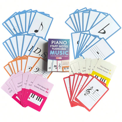 104pcs Piano Music Theory Flashcards Set, Piano Note Memory Cards, Piano & Keyboard Music Theory Learning Cards, Music Theory Study Cards, Including 76pcs Music Theory Cards And 28pcs Note Cards, Suit