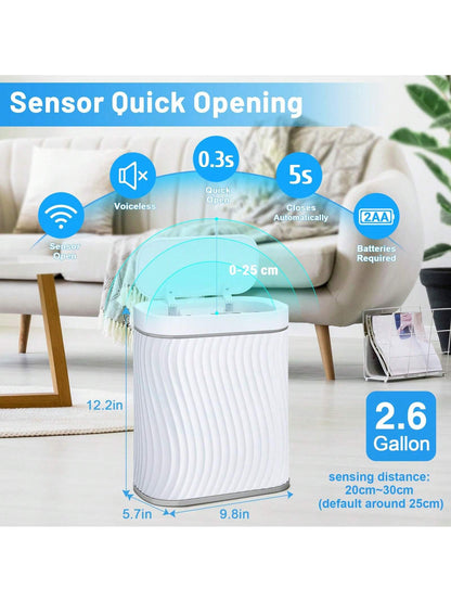 10L/2.6 Gallon Smart Small Trash Can, Smart Pop-Up Lid Kitchen Trash Can, Bathroom, Kitchen, Bedroom, Powder Room, Craft Room, Office, College Trash Basket