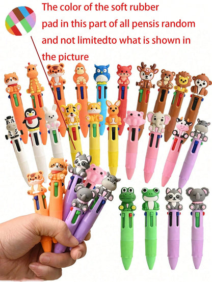 10pcs/2sets Mini Macaron Color Gifts, Fun Animal Shaped, 4-In-1 Colorful Ink Cute Animals, Children's Gift Set, Baby Shower Gift, Baptism And Birthday Gift, Office And School Supplies, Classroom Prize