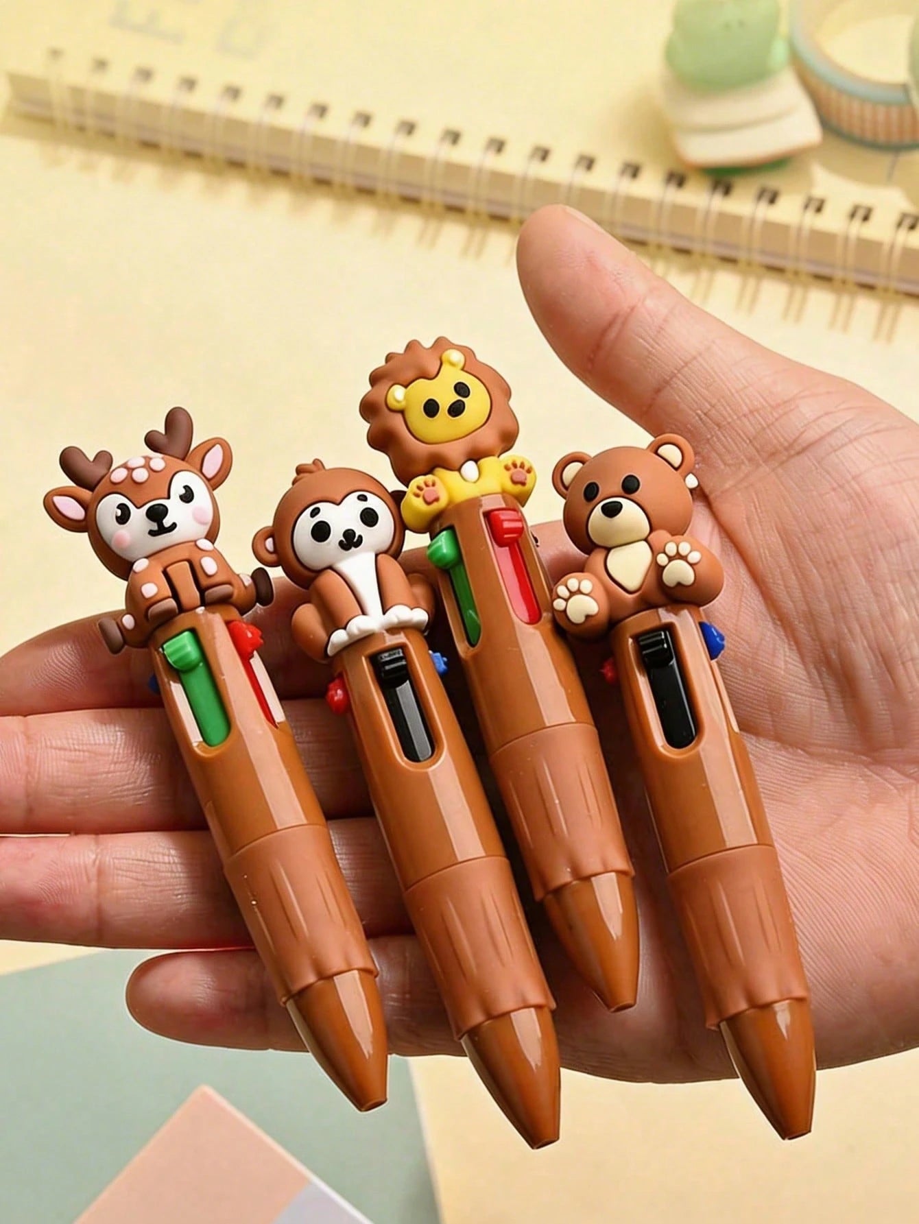 10pcs/2sets Mini Macaron Color Gifts, Fun Animal Shaped, 4-In-1 Colorful Ink Cute Animals, Children's Gift Set, Baby Shower Gift, Baptism And Birthday Gift, Office And School Supplies, Classroom Prize