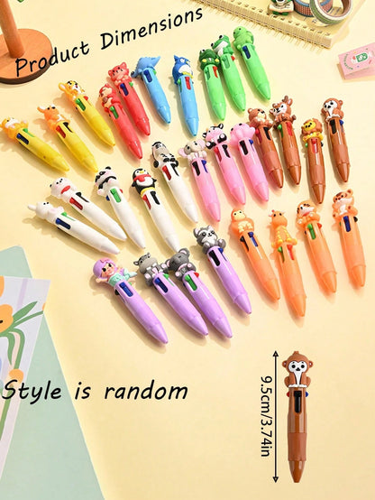 10pcs/2sets Mini Macaron Color Gifts, Fun Animal Shaped, 4-In-1 Colorful Ink Cute Animals, Children's Gift Set, Baby Shower Gift, Baptism And Birthday Gift, Office And School Supplies, Classroom Prize