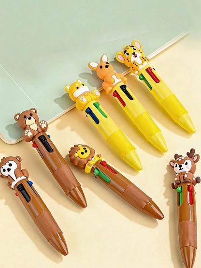 10pcs/2sets Mini Macaron Color Gifts, Fun Animal Shaped, 4-In-1 Colorful Ink Cute Animals, Children's Gift Set, Baby Shower Gift, Baptism And Birthday Gift, Office And School Supplies, Classroom Prize