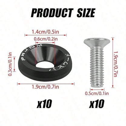 10pcs M6 Anodized Aluminum Washers (5 Sets) And Bolts Set (5 Sets), Suitable For Car And Motorcycle Bumper Engine Recessed Screws, Multi-Color Decorative Screws And Washers, Car Modification Washers M