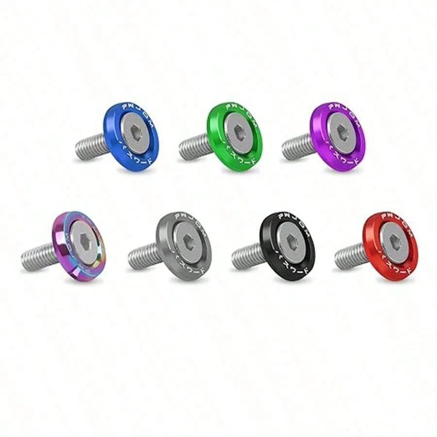 10pcs M6 Anodized Aluminum Washers (5 Sets) And Bolts Set (5 Sets), Suitable For Car And Motorcycle Bumper Engine Recessed Screws, Multi-Color Decorative Screws And Washers, Car Modification Washers M