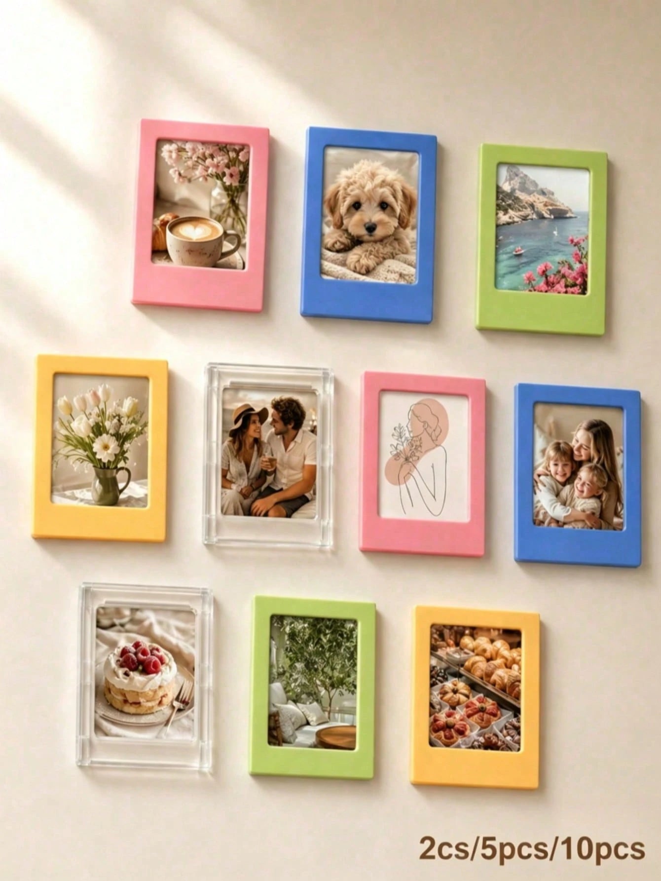 10pcs Magnetic Photo Frame Set- 2x3 Mini Frames, Fridge Magnet/Wallet Size, For Home Office Decor| Fridge Magnet, Mini Frame, Photo Frame, Mini Photo Frame, Wallet Size Frame