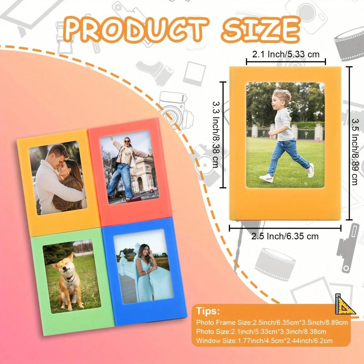 10pcs Magnetic Photo Frame Set- 2x3 Mini Frames, Fridge Magnet/Wallet Size, For Home Office Decor| Fridge Magnet, Mini Frame, Photo Frame, Mini Photo Frame, Wallet Size Frame