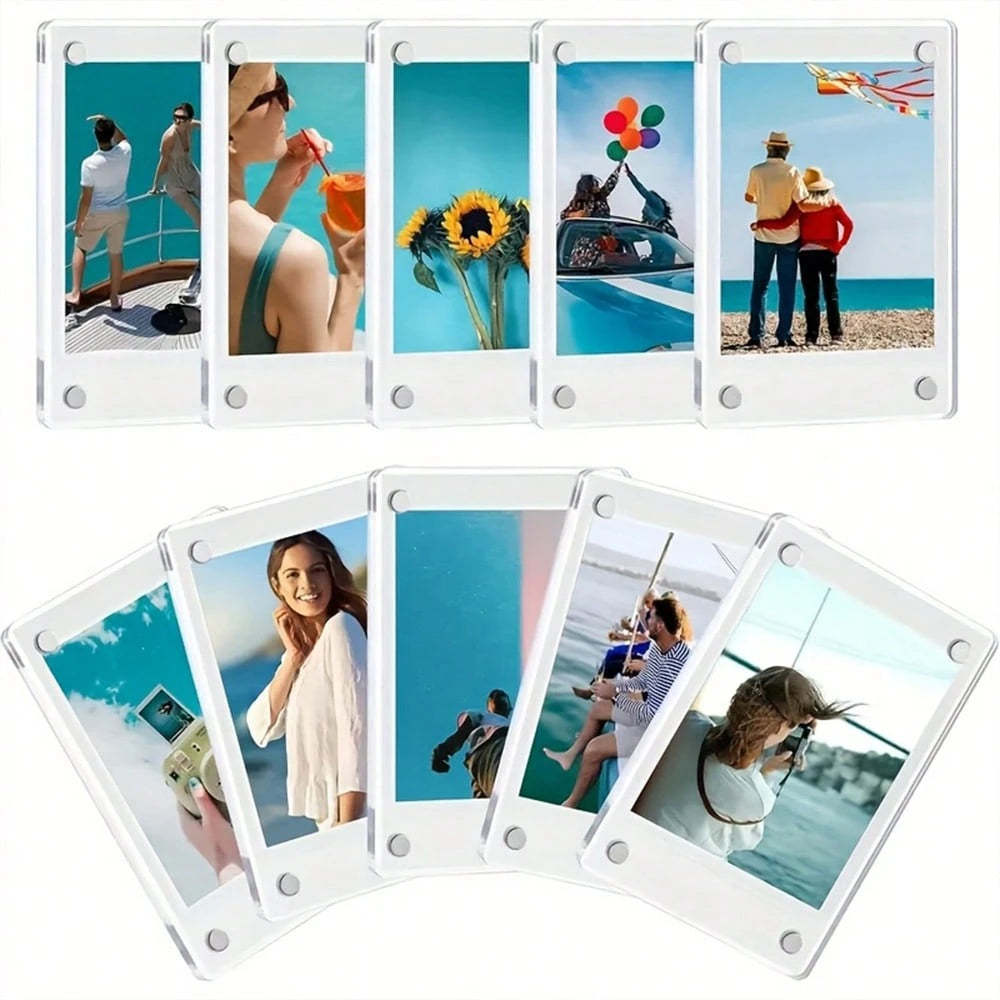 10pcs Magnetic Photo Frames, 9 X 13cm (3.5 X 5in) Refrigerator Magnet Photo Clips, Home Decor Gift, Refrigerator And Desktop Photo Display, Dual-Use Magnetic Refrigerator Magnet And Desktop Photo Stan
