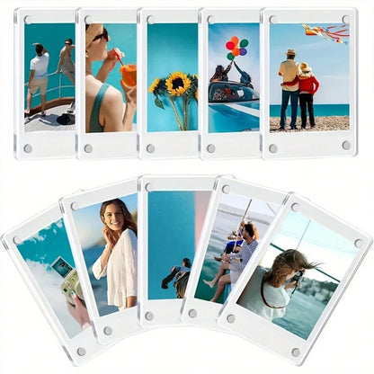 10pcs Magnetic Photo Frames, 9 X 13cm (3.5 X 5in) Refrigerator Magnet Photo Clips, Home Decor Gift, Refrigerator And Desktop Photo Display, Dual-Use Magnetic Refrigerator Magnet And Desktop Photo Stan