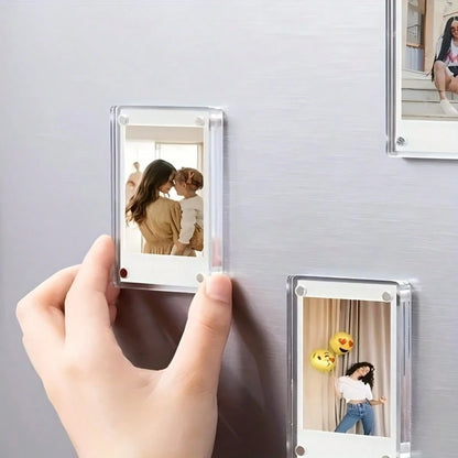 10pcs Magnetic Photo Frames, 9 X 13cm (3.5 X 5in) Refrigerator Magnet Photo Clips, Home Decor Gift, Refrigerator And Desktop Photo Display, Dual-Use Magnetic Refrigerator Magnet And Desktop Photo Stan