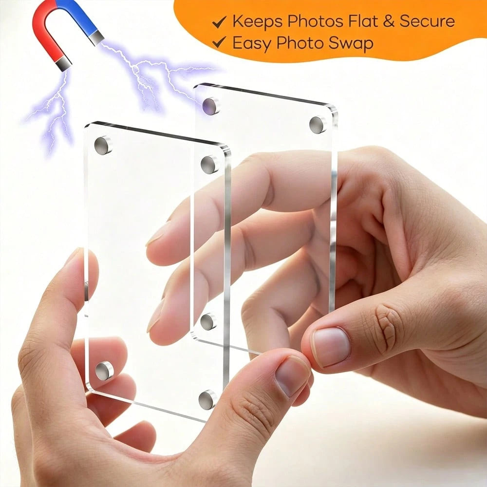 10pcs Magnetic Photo Frames, 9 X 13cm (3.5 X 5in) Refrigerator Magnet Photo Clips, Home Decor Gift, Refrigerator And Desktop Photo Display, Dual-Use Magnetic Refrigerator Magnet And Desktop Photo Stan