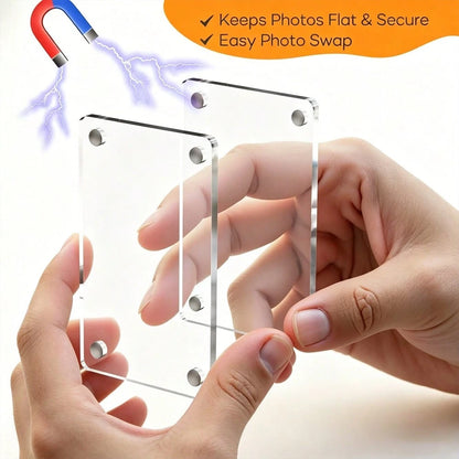 10pcs Magnetic Photo Frames, 9 X 13cm (3.5 X 5in) Refrigerator Magnet Photo Clips, Home Decor Gift, Refrigerator And Desktop Photo Display, Dual-Use Magnetic Refrigerator Magnet And Desktop Photo Stan