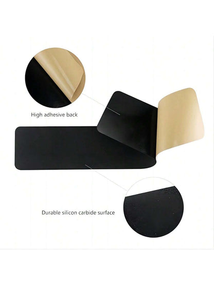 "10pcs Non Slip Outdoor Stair Treads- 4""X24"" Black Pre-Cut 80 Grit Grip Tape- Heavy Duty Traction Adhesive Strips For Staircase, Skateboard, And Deck- Anti Slip And Non Skid"