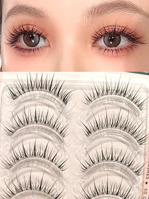 10pcs/Pack Lightweight Luxury Thai Style False Eyelashes, Natural Transparent Lash Strip, Super Realistic For Beginners Strip Lashes,Lashes,Eyelashes,Fake Lashes