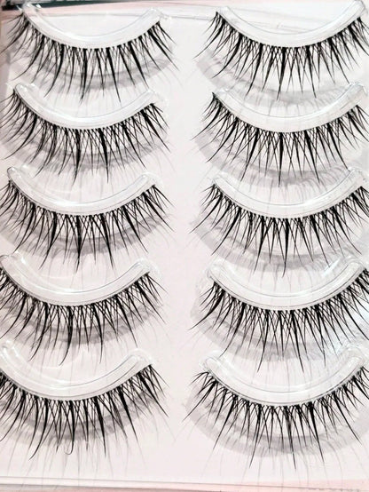 10pcs/Pack Lightweight Luxury Thai Style False Eyelashes, Natural Transparent Lash Strip, Super Realistic For Beginners Strip Lashes,Lashes,Eyelashes,Fake Lashes