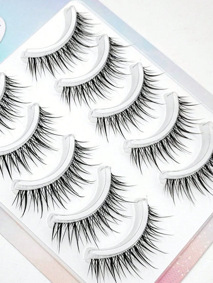 10pcs/Pack Lightweight Luxury Thai Style False Eyelashes, Natural Transparent Lash Strip, Super Realistic For Beginners Strip Lashes,Lashes,Eyelashes,Fake Lashes