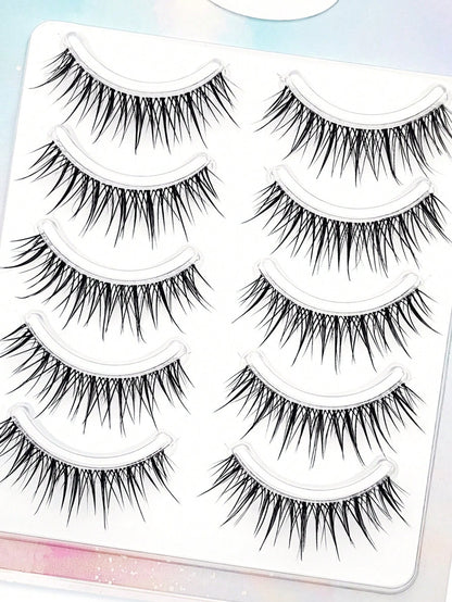 10pcs/Pack Lightweight Luxury Thai Style False Eyelashes, Natural Transparent Lash Strip, Super Realistic For Beginners Strip Lashes,Lashes,Eyelashes,Fake Lashes