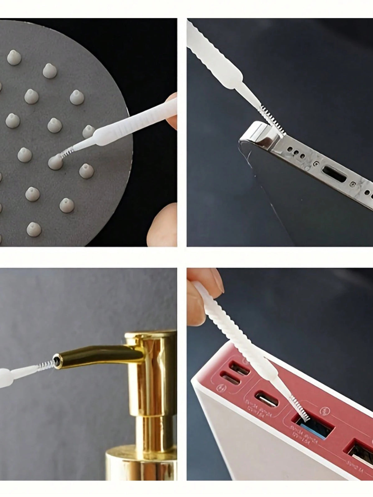 10pcs Shower Head Cleaning Brushes, Bathroom Scouring Pad Sticks Precision Nozzle Clog Remover Tools,Hard Water Stain Remover