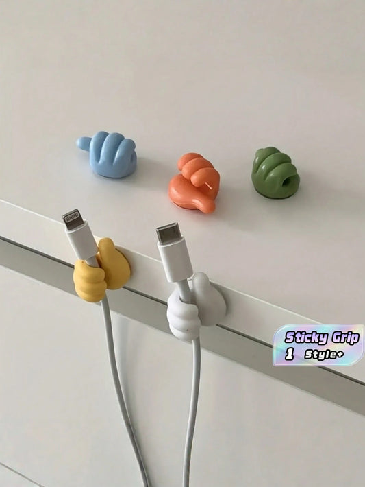 10PCS Thumb Shape Cable Organizer Clips Random Color Strong Adhesive Hook No Drill Sticky Holder For Desktop Home Office Kitchen Bedroom Cord Wire Management