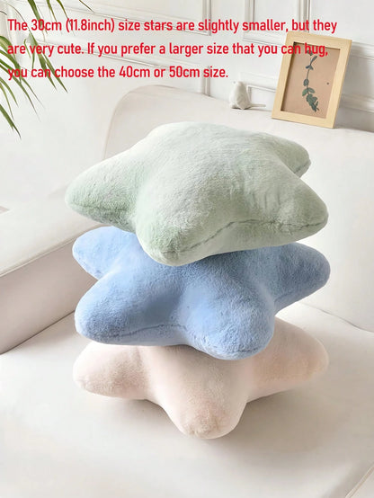 11.81"/15.74" Cute Star Shaped Throw Pillow, Soft Faux Fur Material, Christmas Decoration For Sofa, Bedroom, Living Room, Great Christmas Gift For Family And Friends