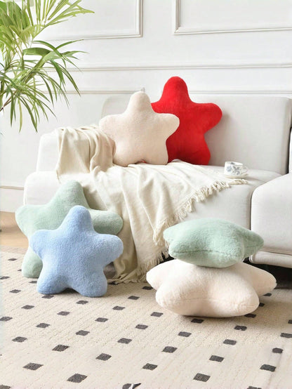 11.81"/15.74" Cute Star Shaped Throw Pillow, Soft Faux Fur Material, Christmas Decoration For Sofa, Bedroom, Living Room, Great Christmas Gift For Family And Friends