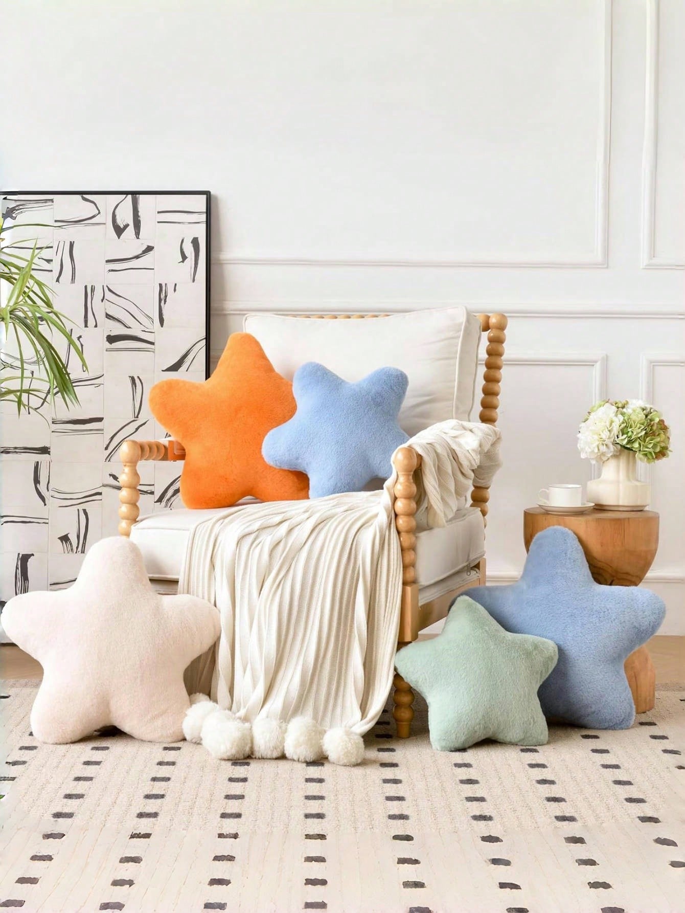 11.81"/15.74" Cute Star Shaped Throw Pillow, Soft Faux Fur Material, Christmas Decoration For Sofa, Bedroom, Living Room, Great Christmas Gift For Family And Friends
