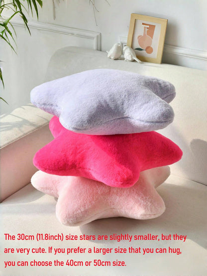 11.81"/15.74" Cute Star Shaped Throw Pillow, Soft Faux Fur Material, Christmas Decoration For Sofa, Bedroom, Living Room, Great Christmas Gift For Family And Friends