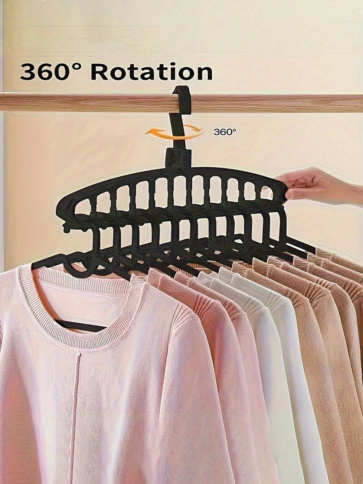 11-Hole Magic Folding Hanger Storage Rack, Multi-Functional Non-Slip Plastic Portable Wall-Mounted Closet System, 3.2 Cubic Feet Enclosed Storage Capacity- Lightweight (2pcs)